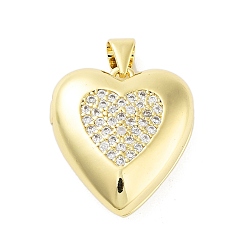 Heart Rack Plating Brass Micro Pave Clear Cubic Zirconia Pendants, Cadmium Free & Lead Free, Long-Lasting Plated, Real 18K Gold Plated, Heart, Heart, 21x19x8mm, Hole: 5x3.5mm