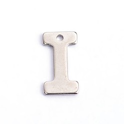 Letter I 304 Stainless Steel Letter Charms, Letter.I, 11x5.5x0.5mm, Hole: 1mm