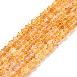 Orange Handmade Millefiori Glass Bead Strands, Flower, Orange, 5.5~8x2.5mm, Hole: 1mm, about 64~67pcs/strand, 15.75 inch~16.34 inch(40~41.5cm)