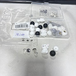 Белый 44 шт. наборы для самостоятельного изготовления бусин и фурнитуры, включая акриловые и силиконовые стразы, а также бусины из акрила и железа, имитирующие мех норки., белые, 15 мм