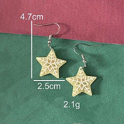 Звезда Рождественские акриловые серьги-подвески, платина, звезда, 47x25 мм