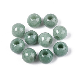 Зеленый Авантюрин Натуральный зеленый авантюрин европейский бисер, бусины с большим отверстием, рондель, 14x12 мм, отверстие : 5 мм