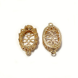 Light Gold Alloy Cabochons Connector Settings, Oval, Light Gold, 28x15.5x7mm, Hole: 2mm, Tray: 13x18mm