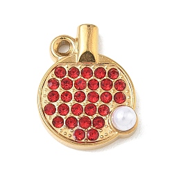 Светло-сиамский Хэллоуин 304 Подвески из нержавеющей стали, стразов и пластиковых жемчужин, ионное покрытие (ip), Ракетки и подвески для настольного тенниса, золотые, Light Siam, 20.5x16x5.5 мм, отверстие : 1.6 мм