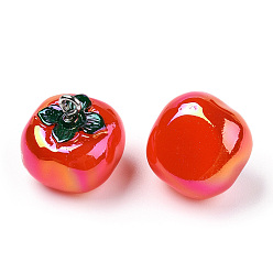 Orange Red Opaque Acrylic Pendants, with Platinum Tone Iron Findings, Persimmon, Orange Red, 16.5x17.5x17.5mm, Hole: 2mm