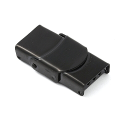 Черный Ионное покрытие (IP) 201 застежки ремешка для часов из нержавеющей стали, с четырьмя пилообразными, прямоугольные, чёрные, 26x13 мм, отверстие : 10x2~3 мм