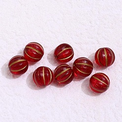 Rouge Perles de verre tchèques, citrouille, rouge, 8mm, Trou: 1mm