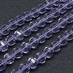 Lilac Faceted Round Imitation Austrian Crystal Bead Strands, Grade AAA, Lilac, 8mm, Hole: 0.9~1mm, about 50pcs/strand, 15.7 inch