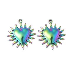 Rainbow Color Ионное покрытие (ip) 304 подвески из нержавеющей стали, шарма сердца, Радуга цветов, 27x24x3.8 мм, отверстие : 2 мм