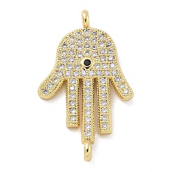 Настоящее золото 18K Стойка покрытие латунь микропаве прозрачный кубический цирконий ладонь соединительные подвески, долговечный, без свинца и без кадмия, реальный 18 k позолоченный, 30.5x18.5x4.5 мм, отверстие : 1.8 мм