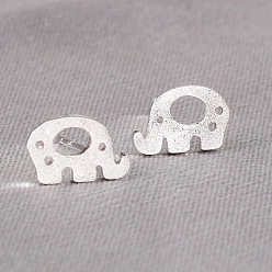 Elephant Mini 925 Sterling Silver Stud Earrings for Girls, Silver Color Plated, Elephant, 5mm