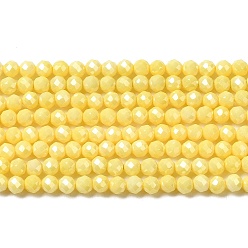 Yellow Cubic Zirconia Bead Strands, Faceted Round, Yellow, 3mm, Hole: 0.6mm, about 120pcs/strand, 14.84''~14.96''(37.7~38cm)