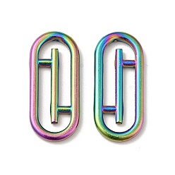 Rainbow Color 304 Stainless Steel Linking Rings, Oval Paperclip Shape, Rainbow Color, 23x10x2mm