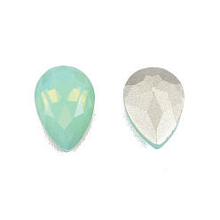 Chrysolite K9 Glass Rhinestone Cabochons, Pointed Back & Back Plated, Faceted, Teardrop, Chrysolite, 10x7x3.7mm
