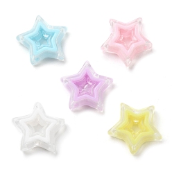 Mixed Color Acrylic Beads, Bead in Bead, Star, Mixed Color, 21.5x22x6mm, Hole: 3mm, about 280pcs/500g