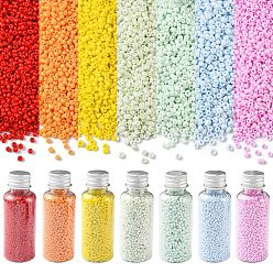 Mixed Color 23338Pcs 7 Style Round Glass Seed Beads, Opaque Colours Seed, Small Craft Beads for DIY Jewelry Making, Mixed Color, 2~3x1.5~2mm, Hole: 0.8~1mm, about 3334Pcs/style