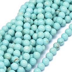 Howlite Natural Magnesite Beads Strands, Dyed & Heated, Round, 8mm, Hole: 1mm, about 48pcs/strand, 15.7~16.1 inch(40~41cm)