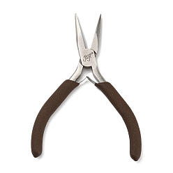 Coconut Brown Steel Jewelry Pliers, Needle Nose Plier, with Plastic Handle, Coconut Brown, 12x8.5x1cm
