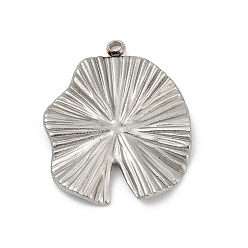 Нержавеющая Сталь Цвет 304 подвески из нержавеющей стали, анти-тускнение, очарование листьев лотоса, цвет нержавеющей стали, 26x22x2 мм, отверстие : 1.8 мм