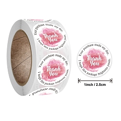 Pearl Pink 500Pcs Thanks Theme Self-Adhesive Stickers with Word Thank You, for DIY Decorating Luggage, Guitar, Notebook, Pearl Pink, 25mm,500pcs