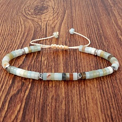 Flower Amazonite Браслеты из натуральных бусин амазонита в форме цветка, регулируемые, плетеные, для мужчин и женщин., 7.09 дюйм (18 см)