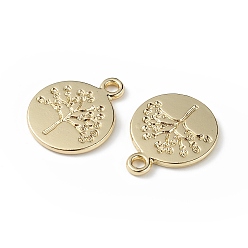 Golden Alloy Pendants, Flat Round with Tree of Life Charm, Golden, 19x15x1.5mm, Hole: 2mm