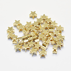 Real 18K Gold Plated Long-Lasting Plated Brass Beads, Real 18K Gold Plated, Nickel Free, Star, 5x5x3mm, Hole: 1.5mm