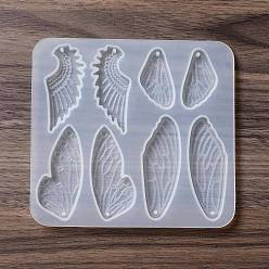 White DIY Butterfly Wing Pendant Silicone Molds, Resin Casting Molds, for UV Resin, Epoxy Resin Jewelry Making, White, 101x110x5mm, Hole: 2mm, Inner Diameter: 33~55x17~20mm