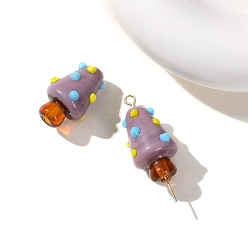 White Christmas Theme Handmade Lampwork Beads, Christmas Tree, White, 19x12mm