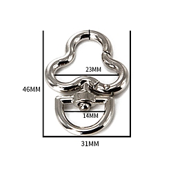 Flower Zinc Swivel Clasps, for Bag Making, Flower, 46x31x4mm, Hole: 14mm and 23mm