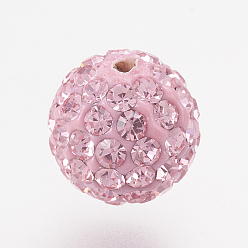 223_Light Rose Czech Rhinestone Beads, PP8(1.4~1.5mm), Pave Disco Ball Beads, Polymer Clay, Round, 223_Light Rose, 6mm, Hole: 1.5mm, 45~50pcs rhinestones/ball