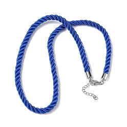 Синий 5мм нейлоновый витой шнур для изготовления ожерелий, с латунными выводами и 304 застежками из лобстера из нержавеющей стали, долговечный, стойки покрытие, платина, синие, 17.72~18.90 дюйм (45~48 см)