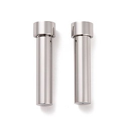 Stainless Steel Color Non-Tarnish 303 Stainless Steel Screw Clasps, Column, Stainless Steel Color, 29x6x8mm, Hole: 0.9mm
