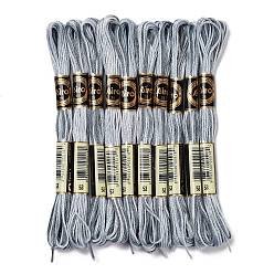 Gray 10 Skeins 6-Ply Polyester Embroidery Floss, Cross Stitch Threads, Segment Dyed, Gray, 0.5mm, about 8.75 Yards(8m)/skein