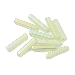 Honeydew Electroplate Glass Beads, Faceted, Rectangle, Honeydew, 19.5~20x4x4mm, Hole: 1mm