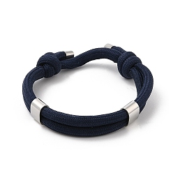 Полуночно-синий Браслеты-боло из нейлонового шнура, браслеты слайдер для женщин мужчин, с 304 фурнитурой из нержавеющей стали, темно-синий, внутренний диаметр: 2-1/2 дюйм (6.2 см)