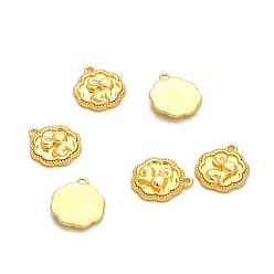 Flower Alloy Pendants, Rabbit Pattern, Real 18K Gold Plated, for Easter, Real 18K Gold Plated, 13mm