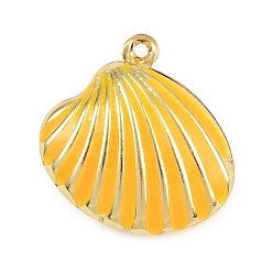 Золотистый Латунь эмаль подвески, подвески в форме ракушек, стойки покрытие, долговечный, без кадмия и без свинца, реальный 18 k позолоченный, золотые, 19x19.5x7 мм, отверстие : 1 мм