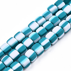 Dark Turquoise Handmade Polymer Clay Beads Strands, Cube, Dark Turquoise, 5x5x4.5mm, Hole: 2mm, about 85~86pcs/strand, 15.83 inch~16.06 inch(40.2~40.8cm)