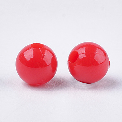 Red Opaque Plastic Beads, Round, Red, 6x5.5mm, Hole: 1.8mm, about 4790pcs/500g