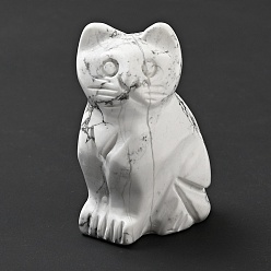 Говлит Украшения для выставки скульптур из натурального говлита, для домашнего офисного стола, кошка, 48~50x31~33x21~23 мм
