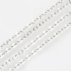 Platinum Brass Cable Chains Necklaces, Platinum, 23.6 inch(60cm)