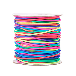 Colorful Round Elastic Cord, with Nylon Outside and Rubber Inside, Colorful, 1.5mm, about 49.21 yards(45m)/roll