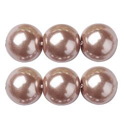 Tan Eco-Friendly Dyed Glass Pearl Round Beads Strands, Grade A, Cotton Cord Threaded, Tan, 3~3.5mm, Hole: 0.7~1.1mm, about 135pcs/strand, 15 inch