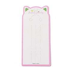 White Rectangle Hair Clips Display Cards with Cat Ear, White, 14.2x6.65x0.04cm, Hole: 2mm