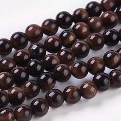 Tiger Eye Natural Red Tiger Eye Beads Strands, Round, Dyed & Heated, 10mm, Hole: 1mm, about 19pcs/strand, 7.5 inch