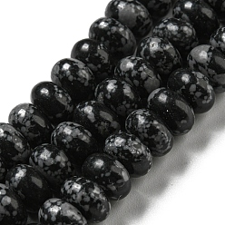 Snowflake Obsidian Synthetic Snowflake Obsidian Beads Strands, Rondelle, 8~8.5x5~5.5mm, Hole: 1.2mm, about 76~77pcs/strand, 15.20''~15.47"(38.6~39.3cm)
