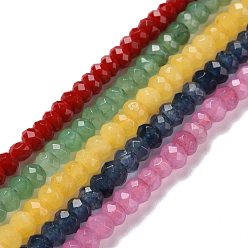 (52) Непрозрачная лаванда Окрашенная натуральная малайзия жадеит бусины пряди, граненые, разноцветные, 4x2~3 мм, отверстие : 1 мм, около 110~115 шт / нитка, 14 дюйм