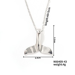 Серебро Простая латунная кабельная цепь 3d хвост дельфина крутые милые модные подвески ожерелья, серебряные, 15.75 дюйм (40 см)