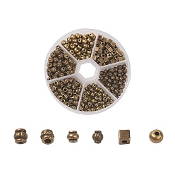 Antique Bronze Tibetan Style Spacer Beads, Mixed Shapes, Antique Bronze, 8x2cm, about 60pcs/compartment, 360pcs/box